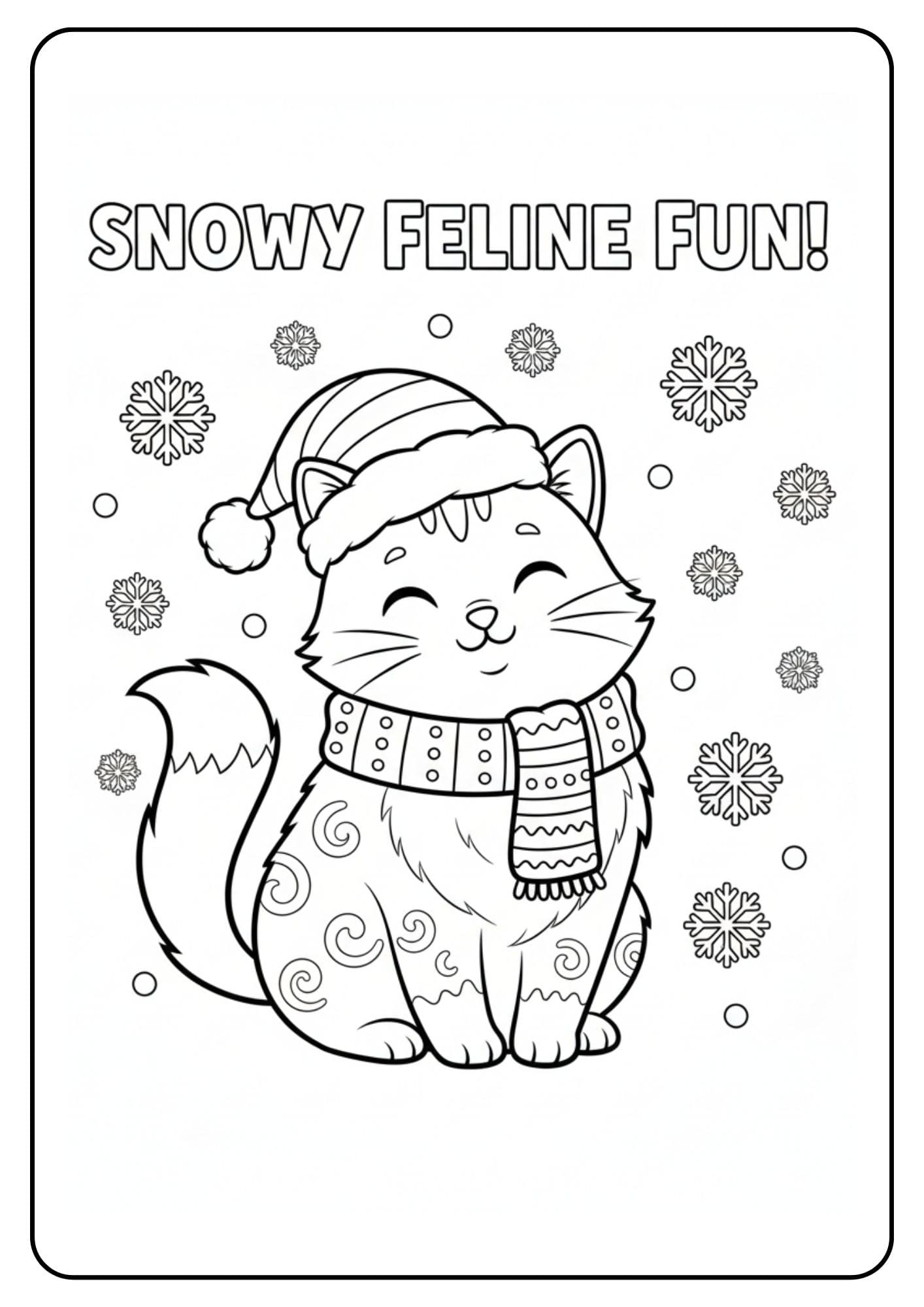 Weihnachten Katze mit Schneeflocken