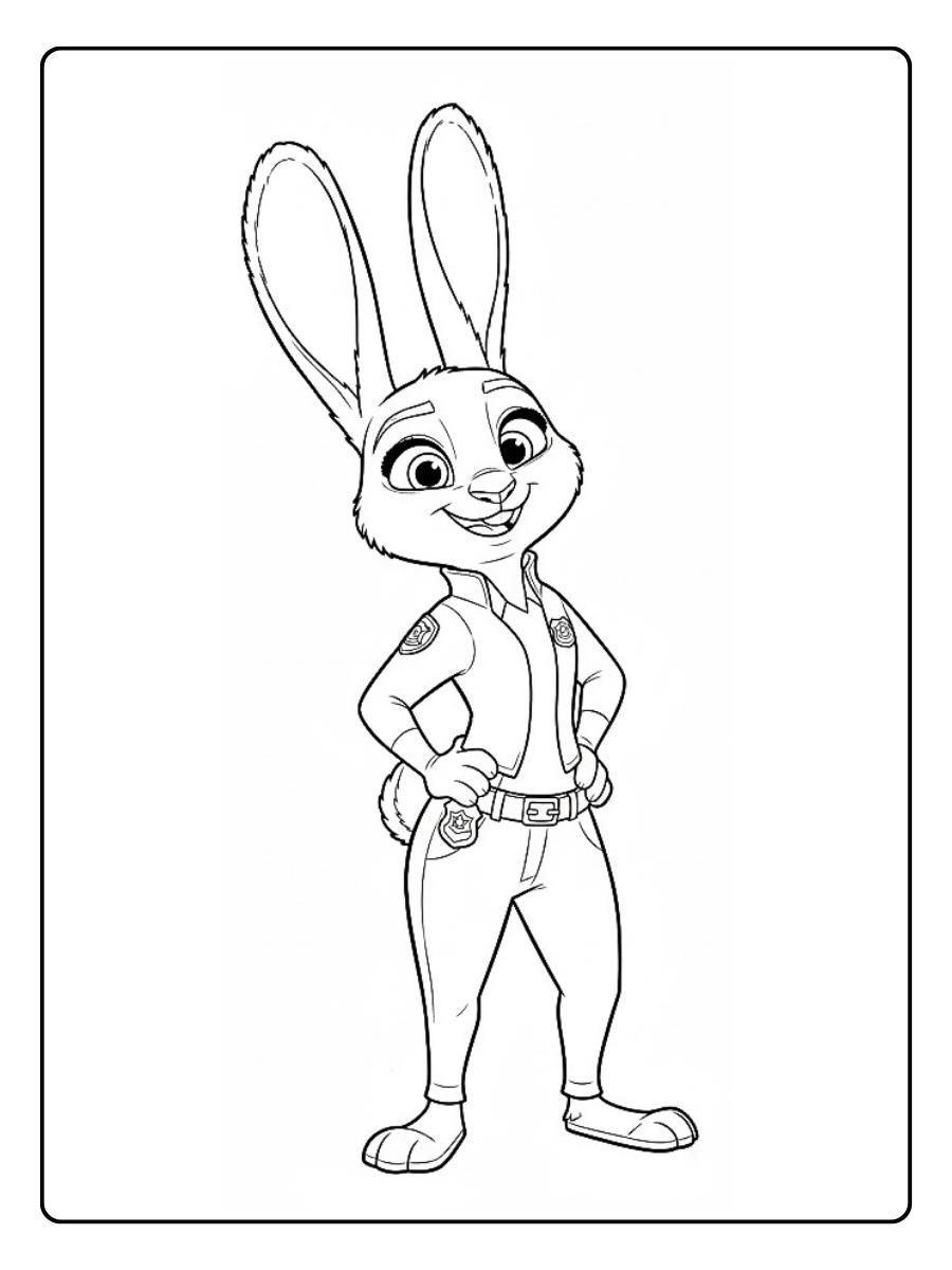 Zootopia Ausmalbilder Judy Hopps in Polizeiuniform