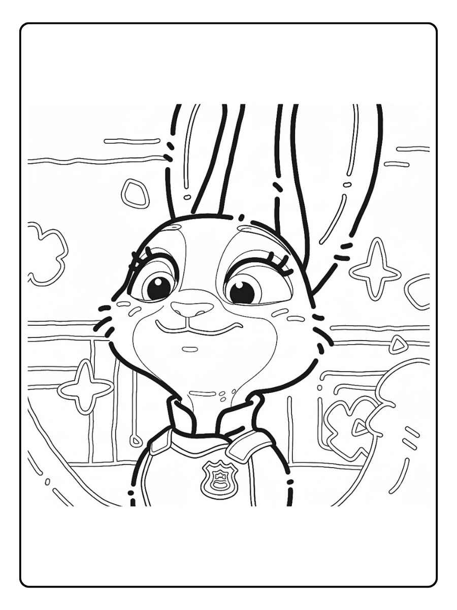 Zootopia Ausmalbilder Nahaufnahme von Judy Hopps