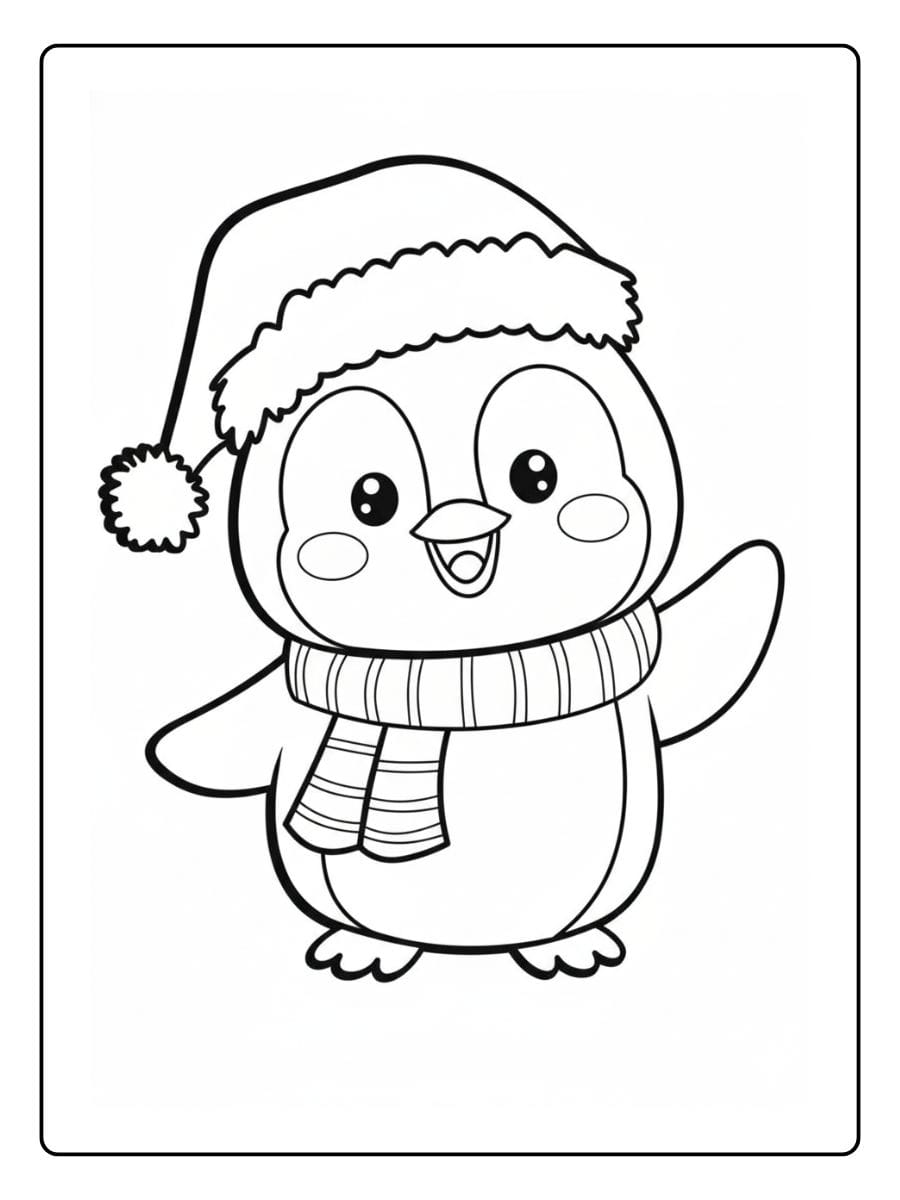 ausmalbild weihnachten pinguin (2)