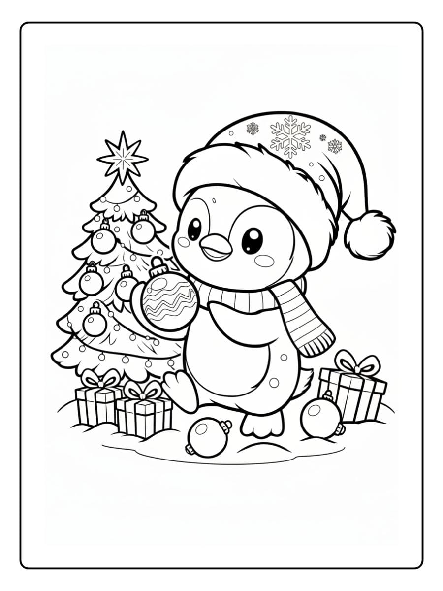 ausmalbild weihnachten pinguin (5)