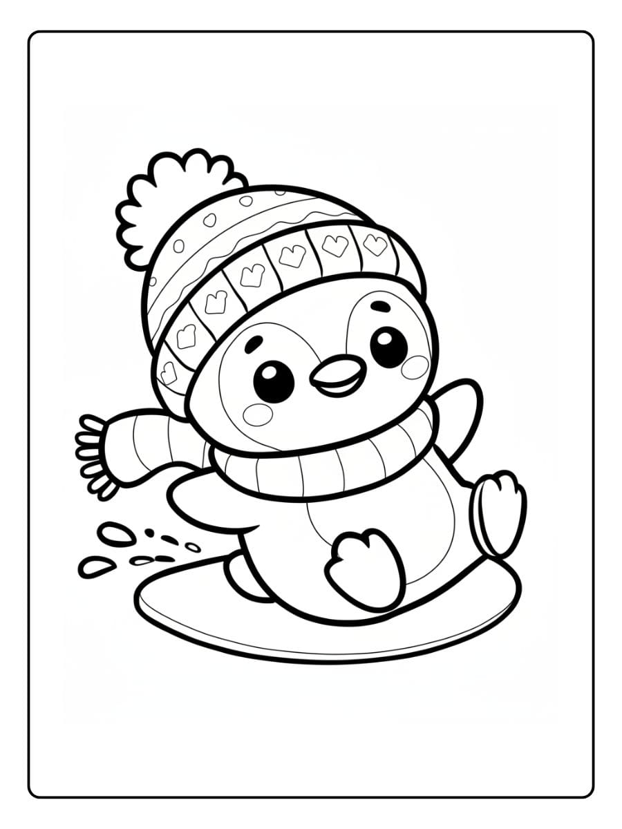 ausmalbild weihnachten pinguin (9)