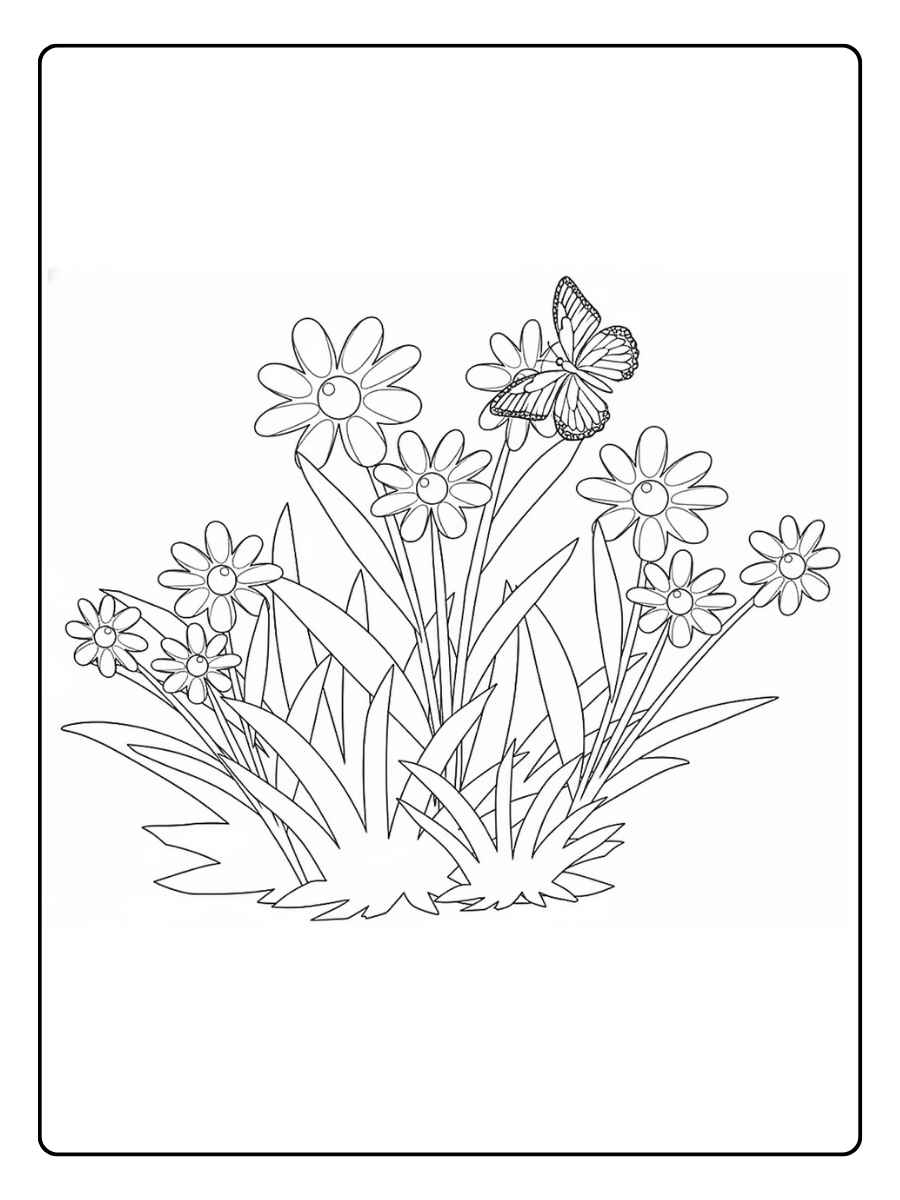 ausmalbilder blumenwiese einfach