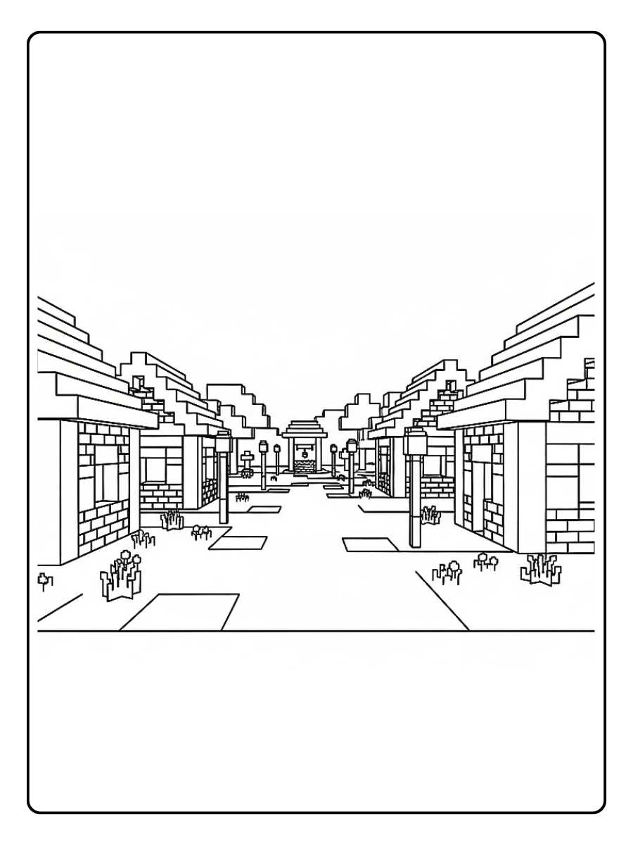 minecraft ausmalbilder dorf market square
