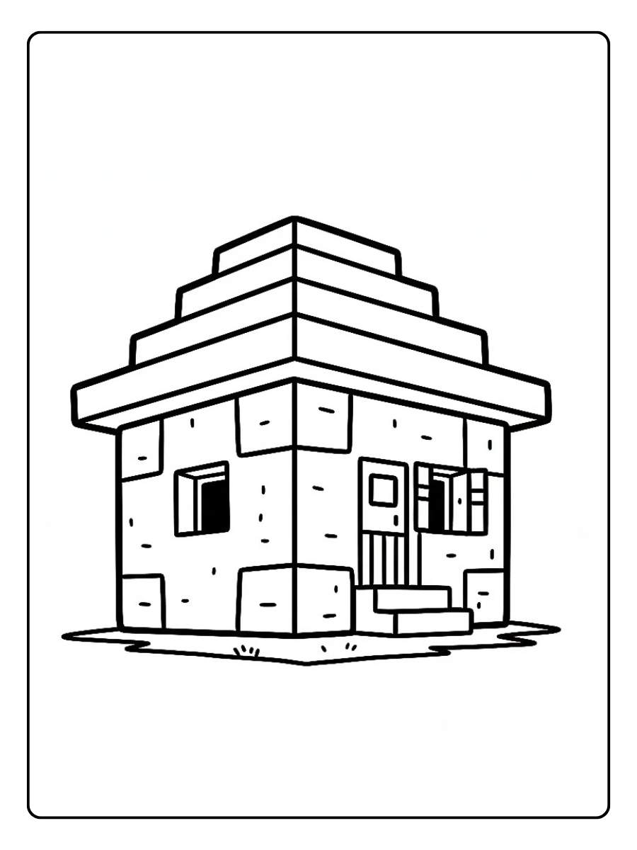 minecraft ausmalbilder dorf simple hut