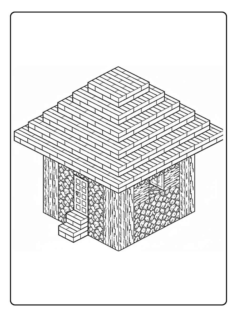 minecraft ausmalbilder dorf village view