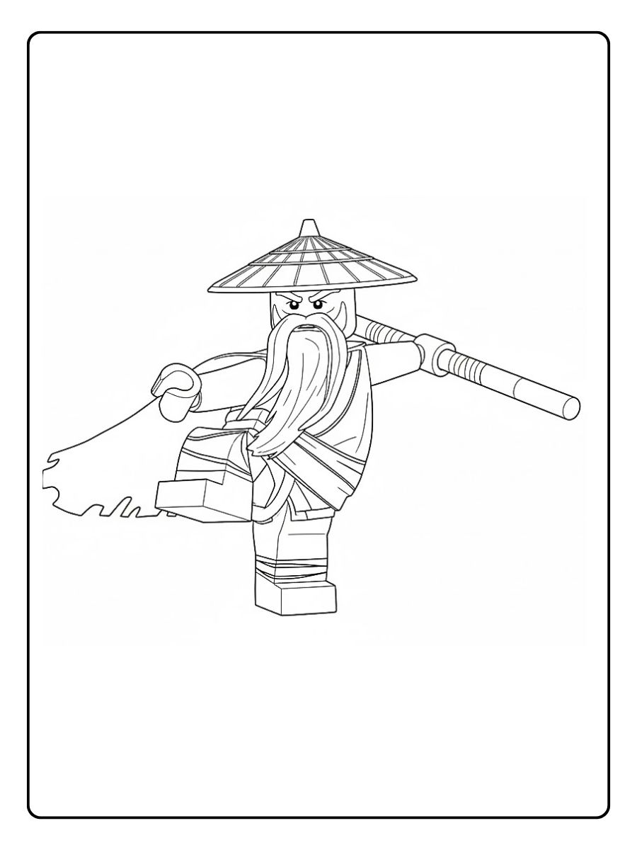 ninjago ausmalbilder alter meister mit stab