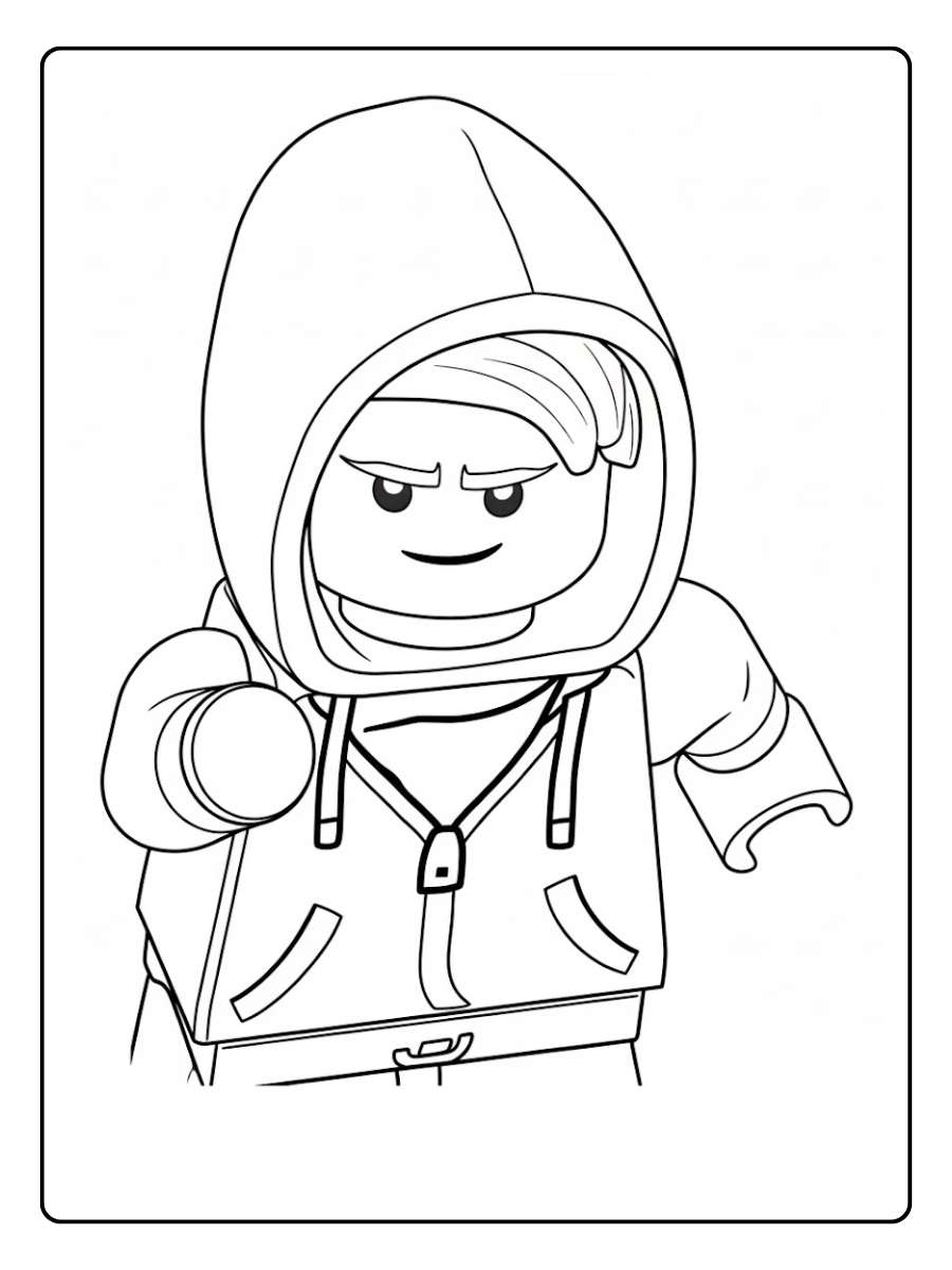 ninjago ausmalbilder jugendlicher ninja mit kapuze