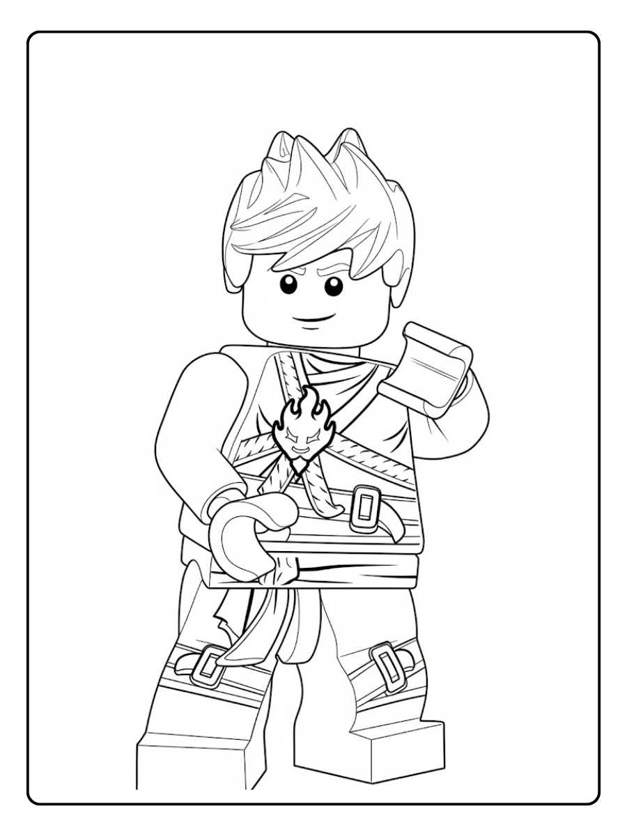 ninjago ausmalbilder ninja mit feuerenergie