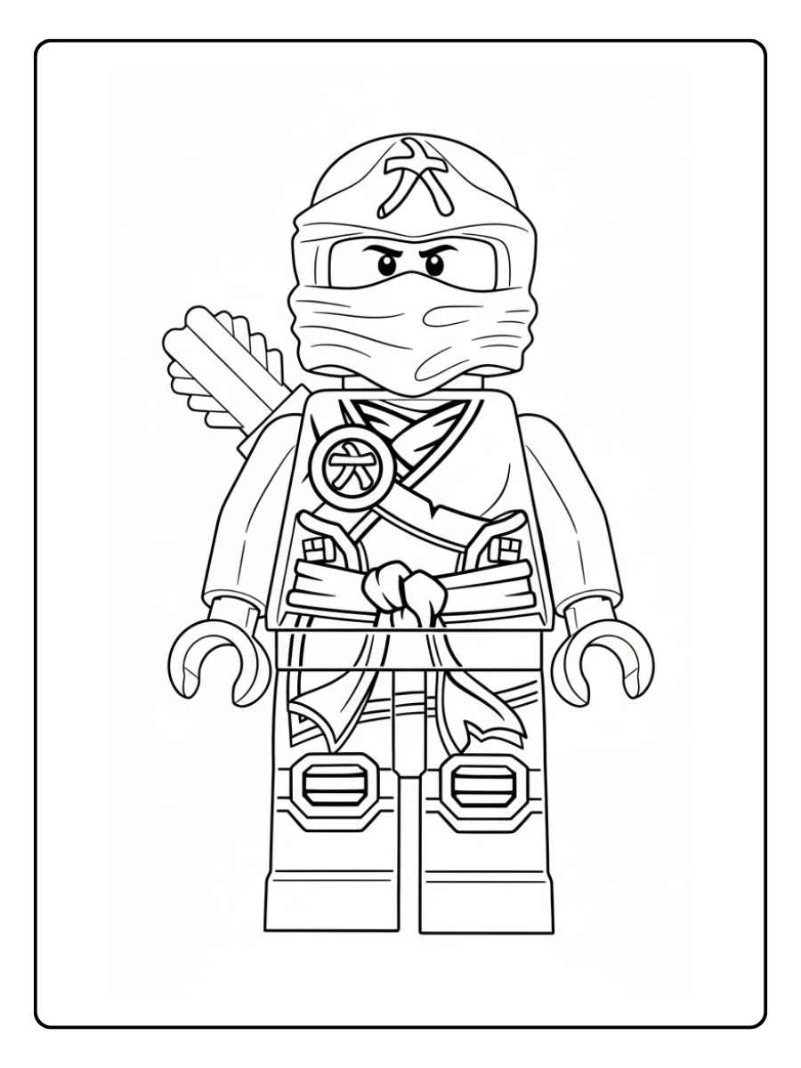 ninjago ausmalbilder ninja mit schwert und kopfbinde