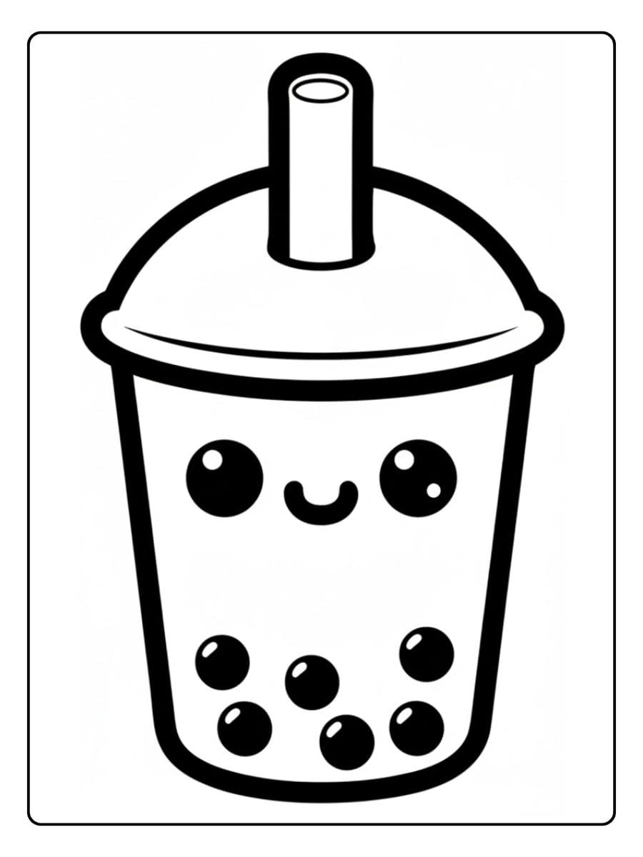 süß ausmalbilder bubble tea Kontur