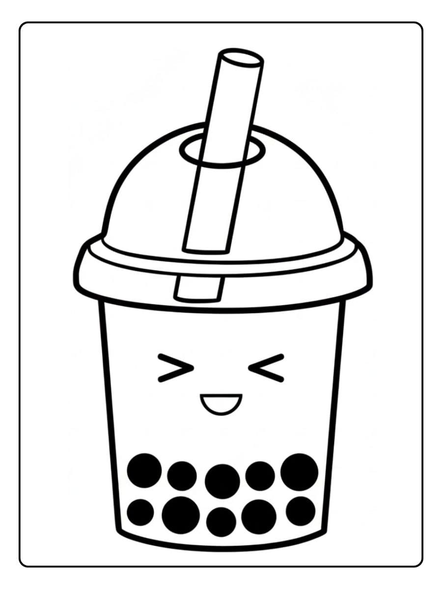 süß ausmalbilder bubble tea kawaii