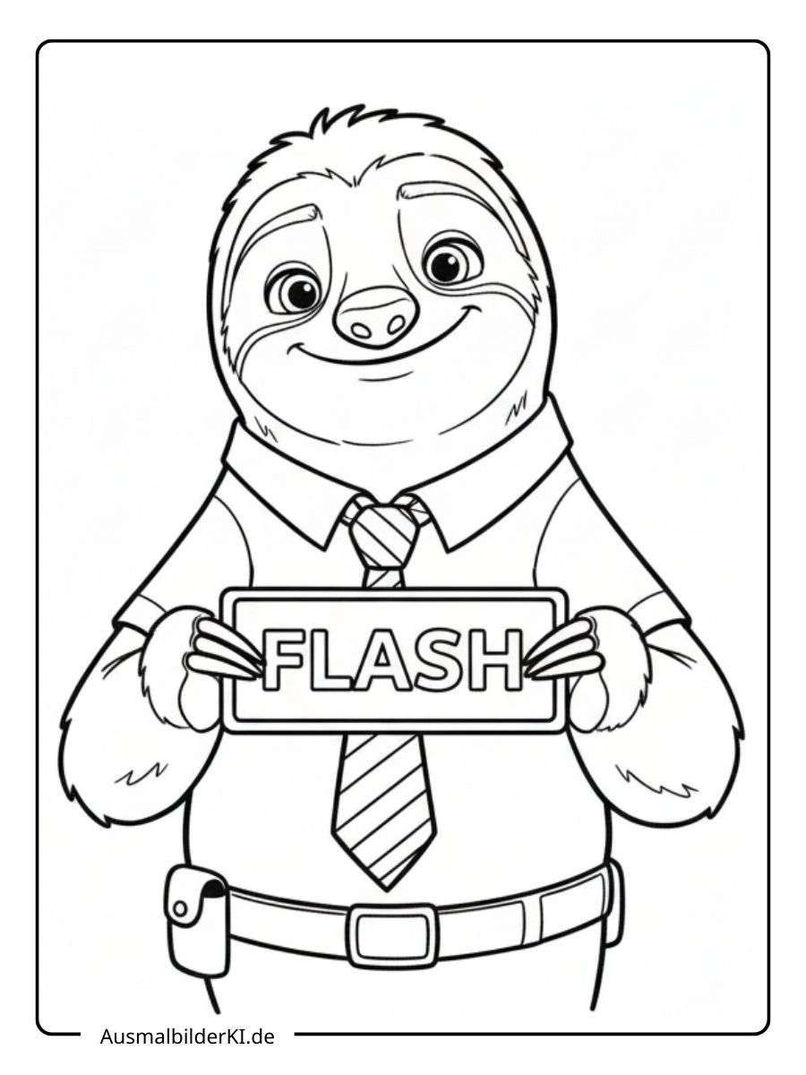 Flash Zoomania Ausmalbilder mit Namensschild