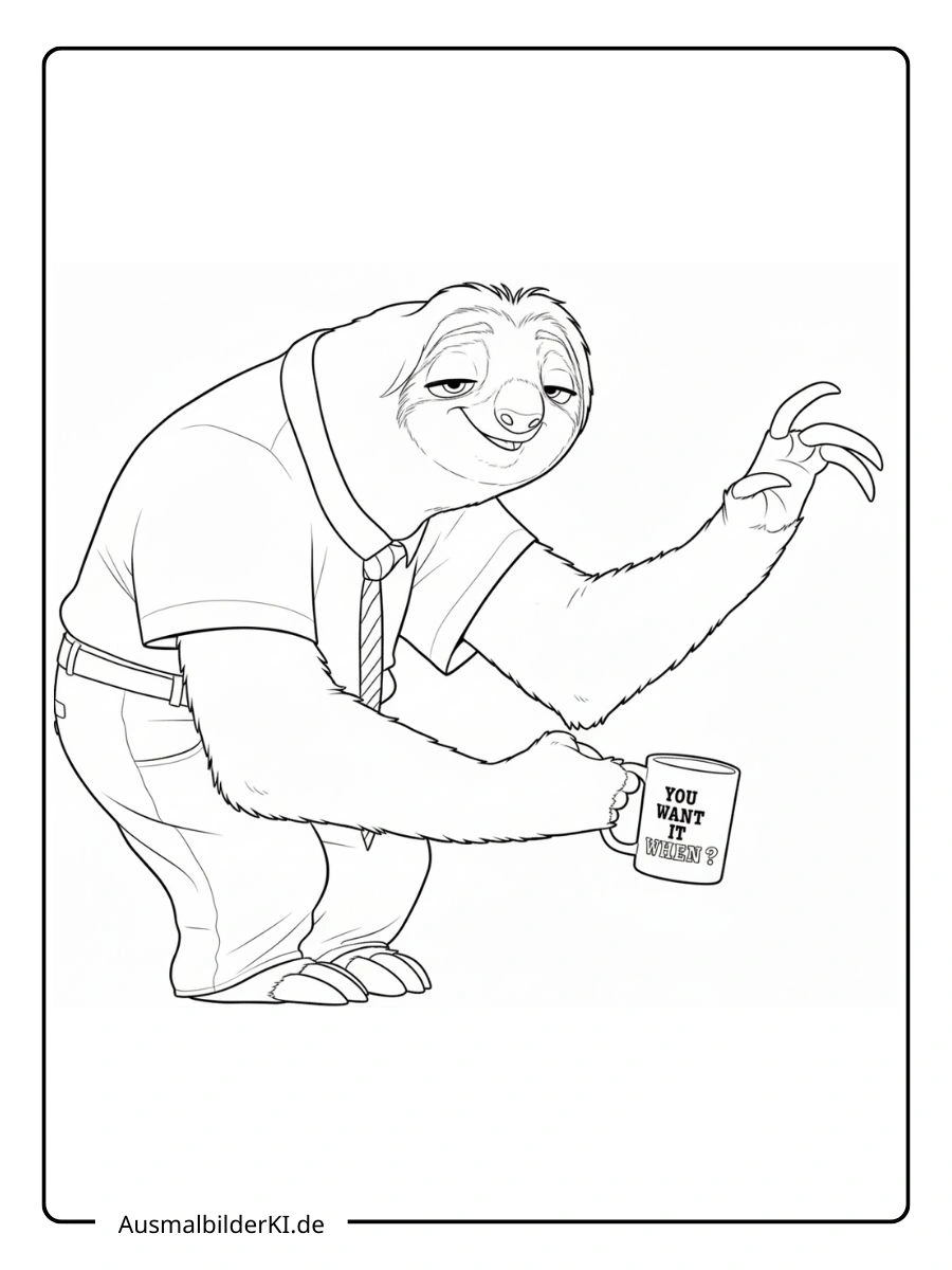 Flash Zoomania Ausmalbilder mit Kaffeetasse