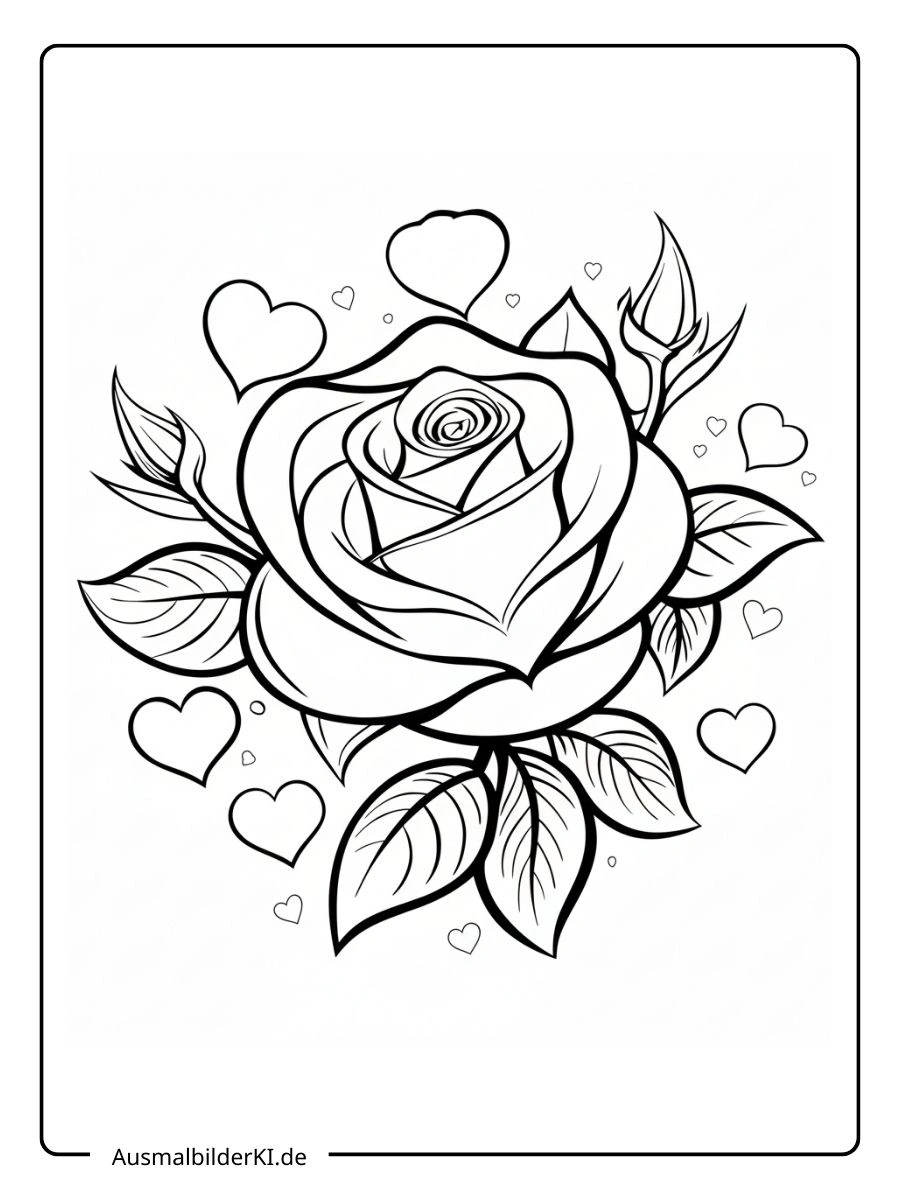 Eine detaillierte Rose für ausmalbilder valentinstag