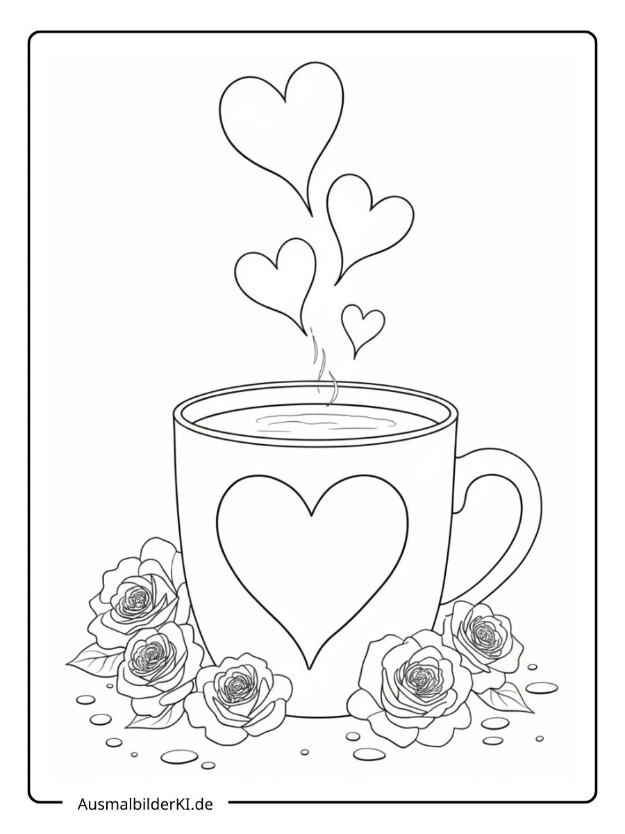 Eine Tasse Liebe als ausmalbilder valentinstag.