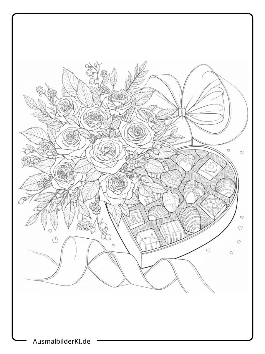 Blumen und Süßigkeiten für ausmalbilder valentinstag.