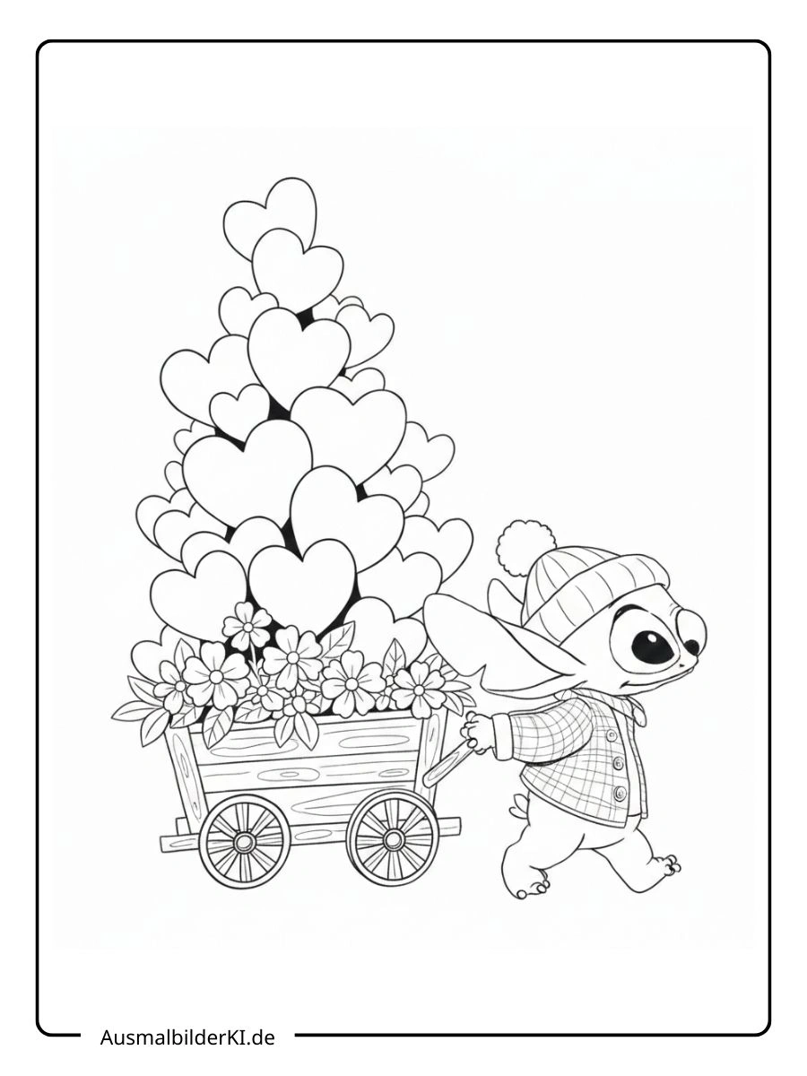 Ein Wagen voller Herzen für ausmalbilder valentinstag.