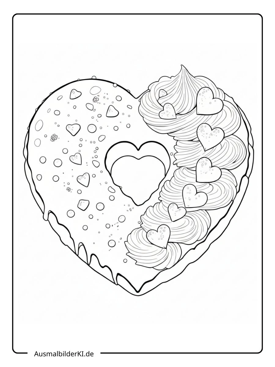 Herzförmiger Donut als ausmalbilder valentinstag.
