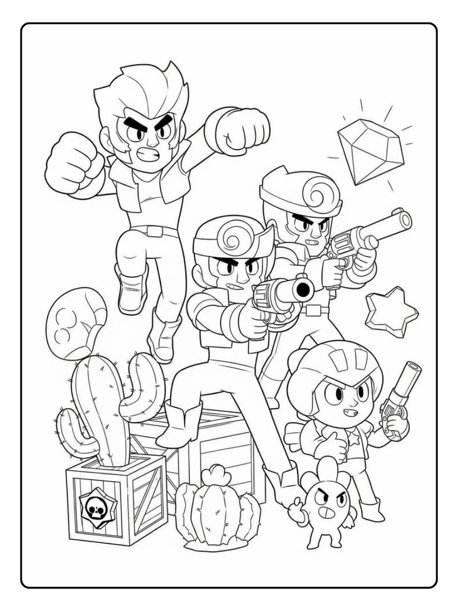 Brawl Stars Ausmalbilder - Colt und Team