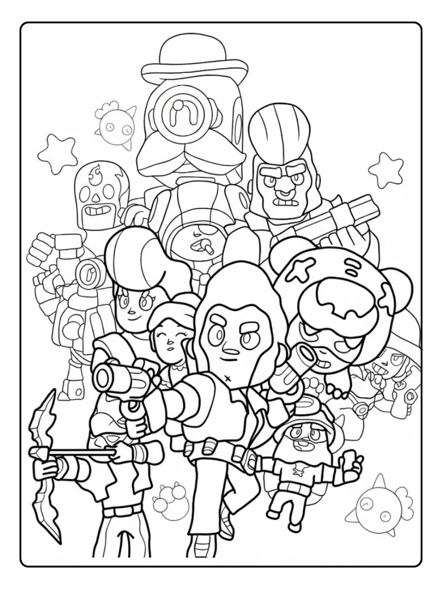 Brawl Stars Ausmalbilder - Brawler Versammlung