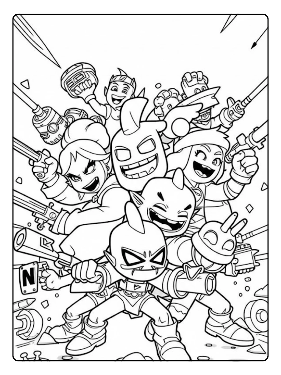 Brawl Stars Ausmalbilder - Brawler Gruppe
