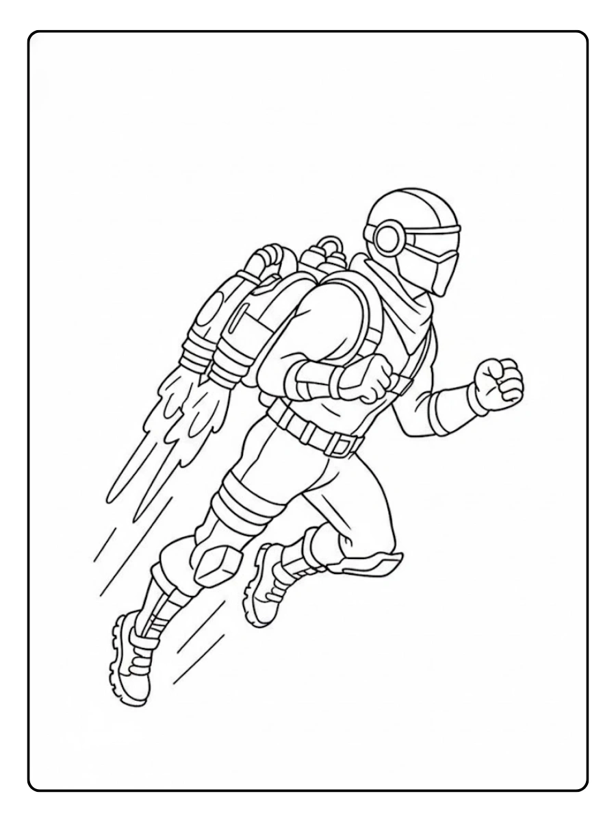 Fortnite Charakter mit Jetpack Ausmalbild