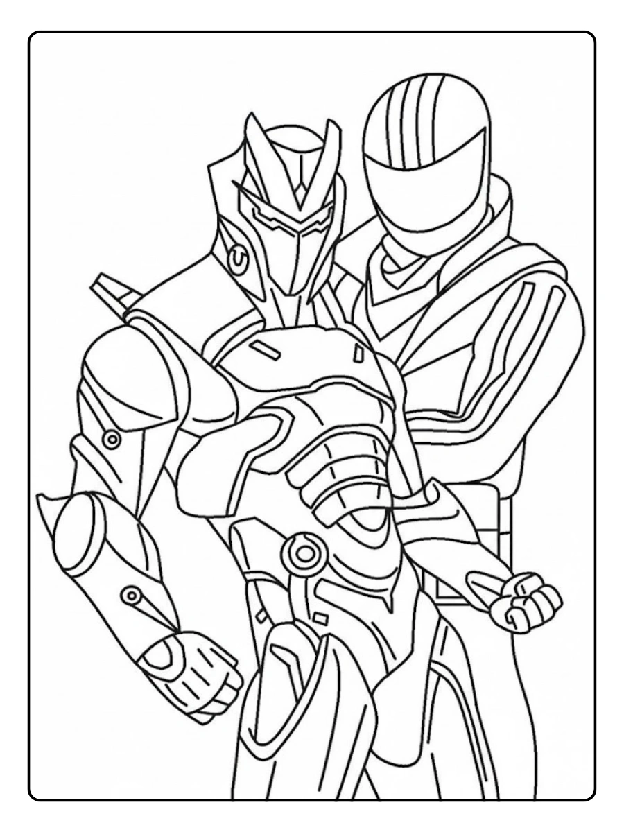 Zwei Fortnite Roboter-Skins Ausmalbild