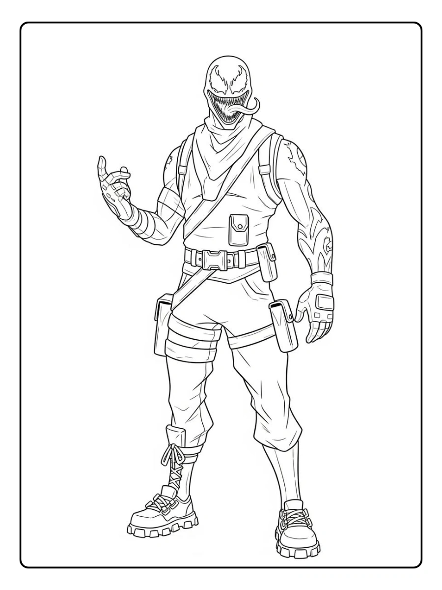 Fortnite Charakter mit taktischem Gürtel Ausmalbild