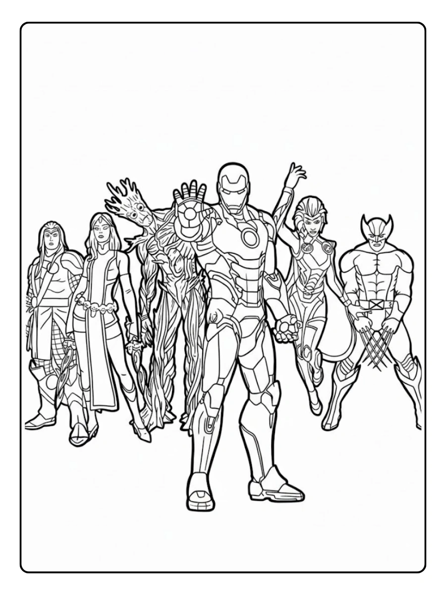 Fortnite Marvel Superhelden-Team Ausmalbild