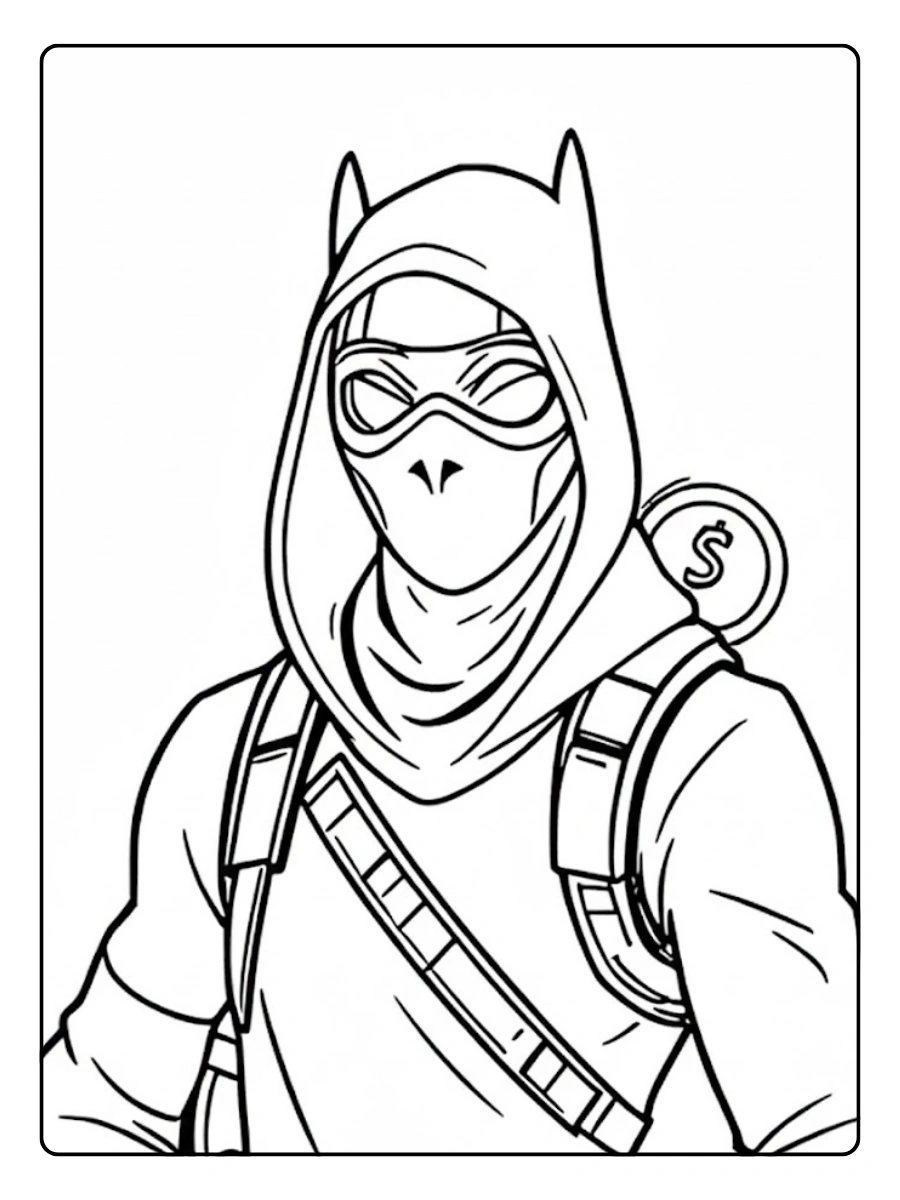 Fortnite Charakter mit Kapuze Ausmalbild