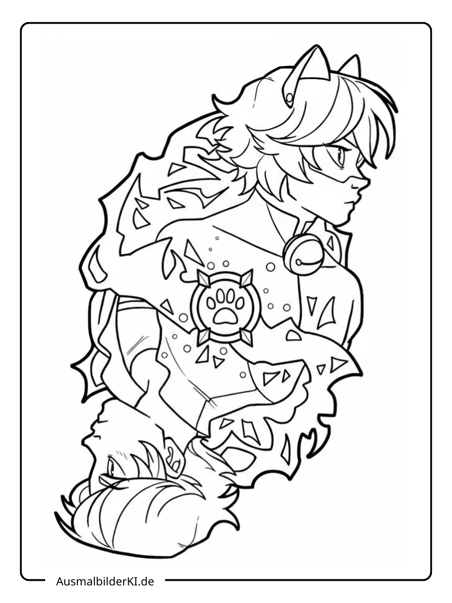 Ladybug Ausmalbilder Cat Noir im Porträt.