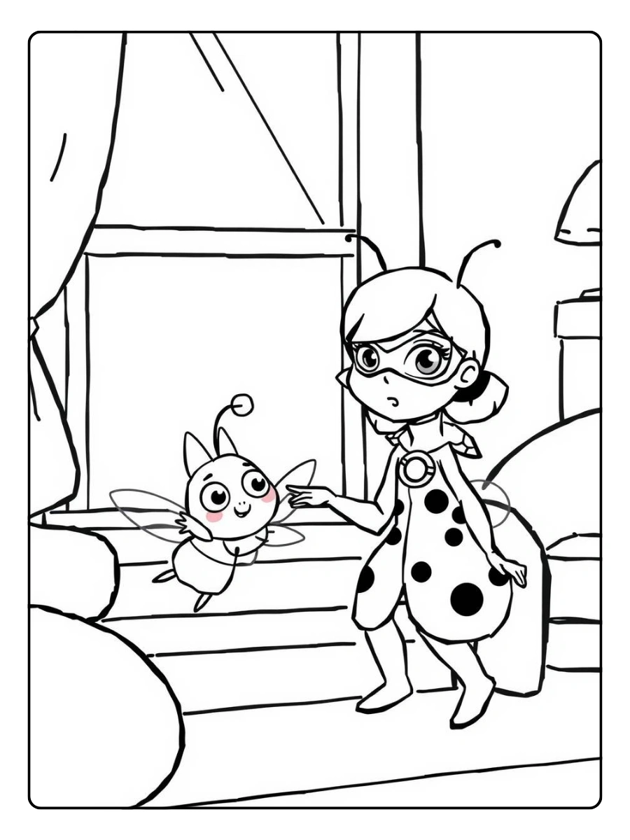 Ladybug Ausmalbilder Marinette im Zimmer.