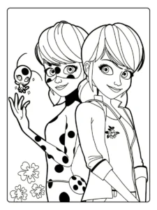 Ladybug Ausmalbilder Marinette und Ladybug Vergleich.