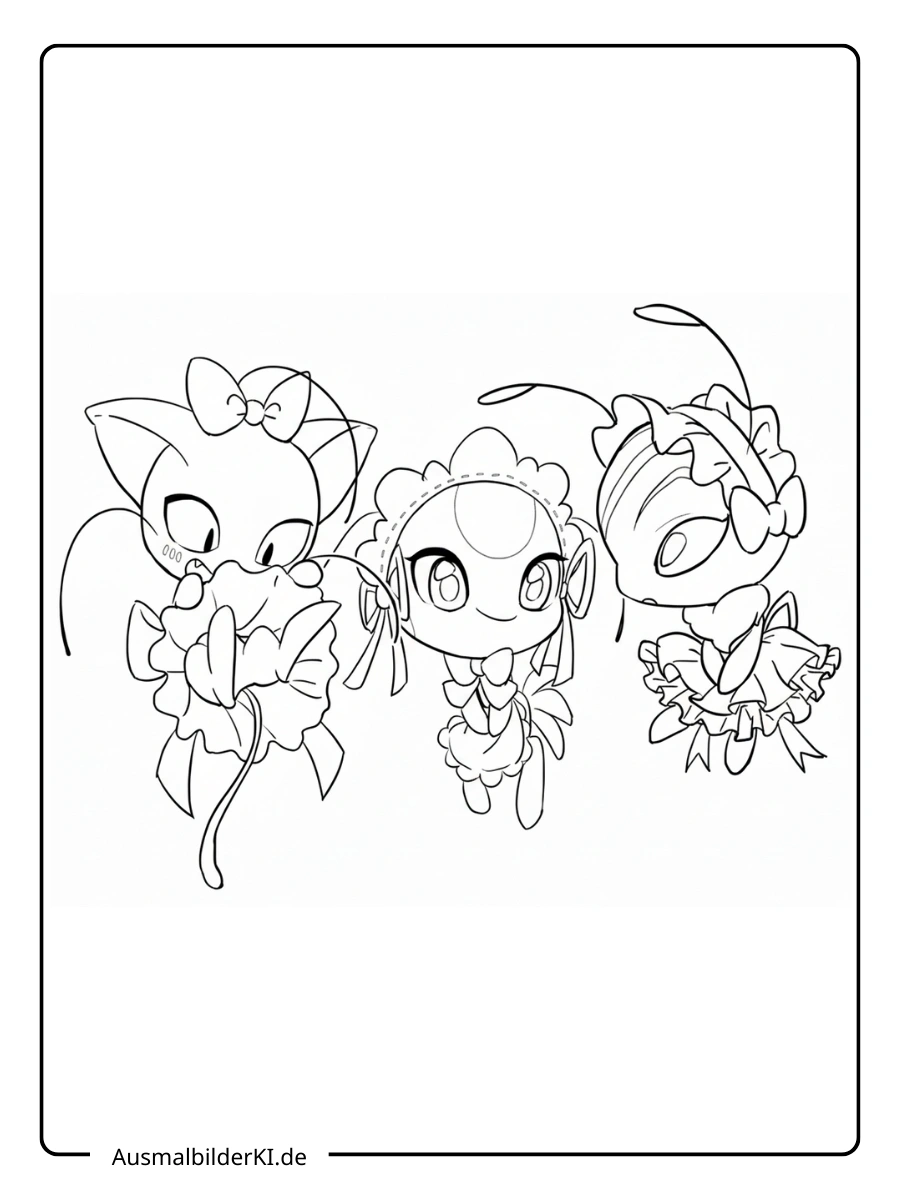 Ladybug Ausmalbilder drei Kwamis zusammen.