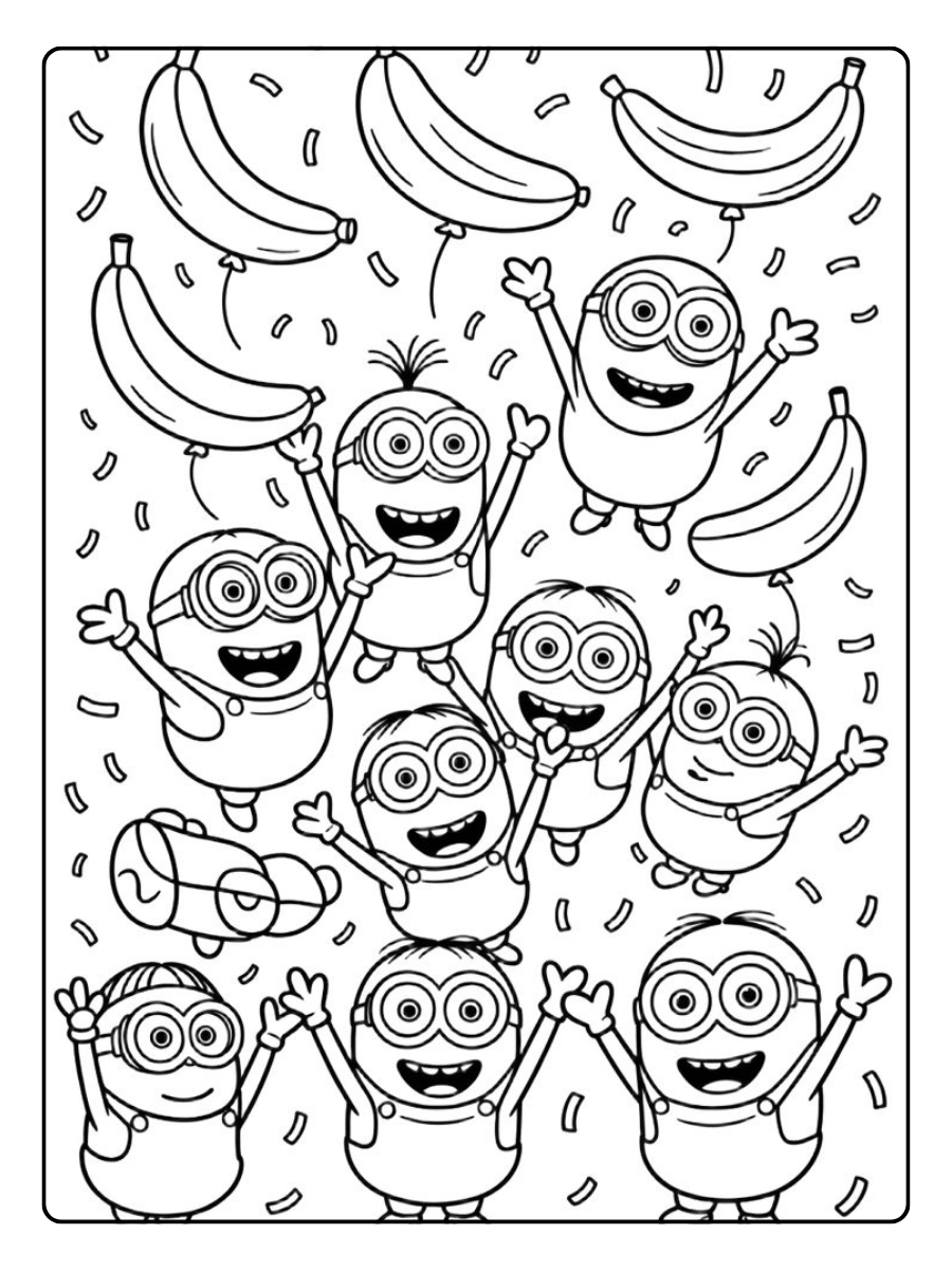 minions banana kinder ausmalbild