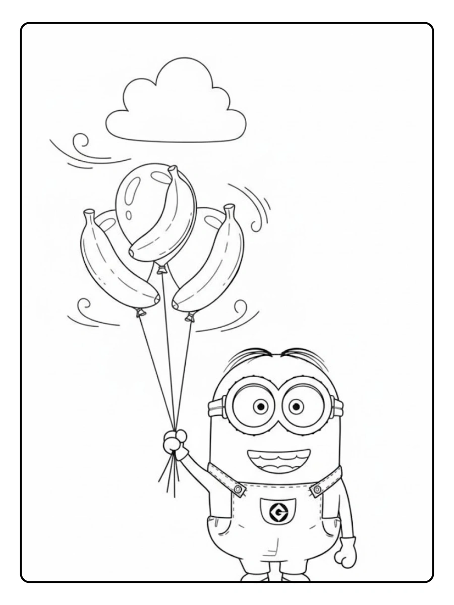 minions cartoon banane ausmalbild