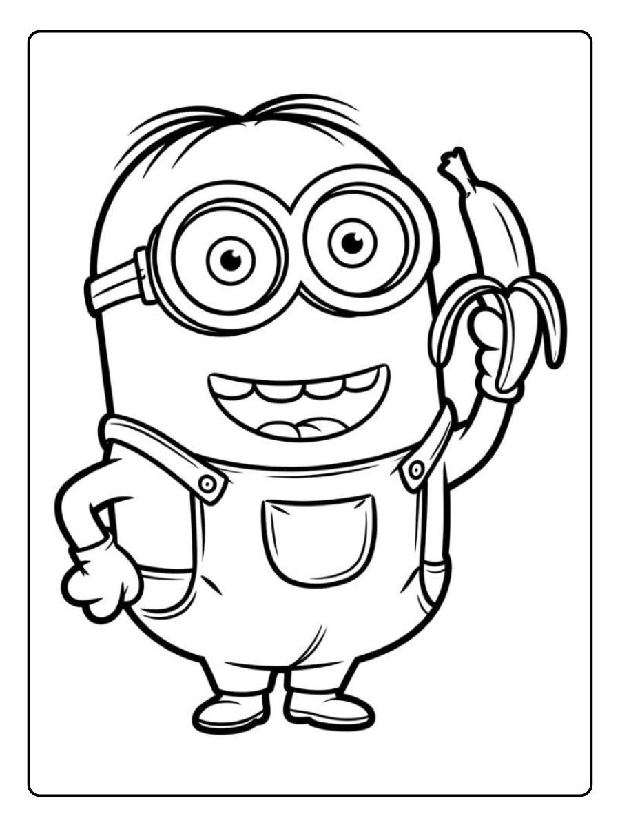 minions essen banane ausmalbild