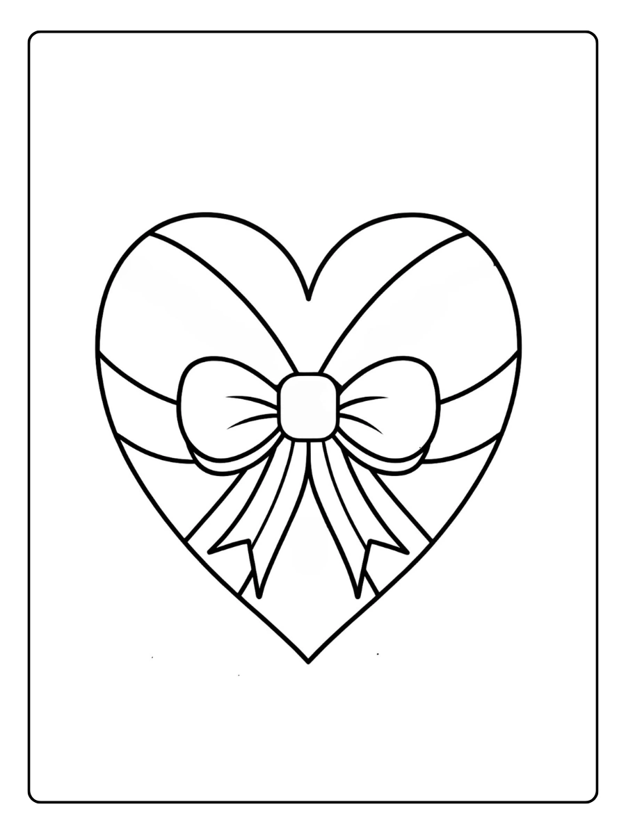 Ein großes Herz mit Schleife als Ausmalbilder Herzen.