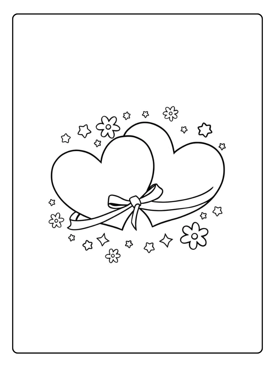 Zwei Herzen in den Wolken als Ausmalbilder Herzen.