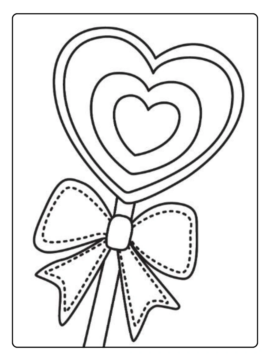 Ein Lutscher in Herzform als Ausmalbilder Herzen.