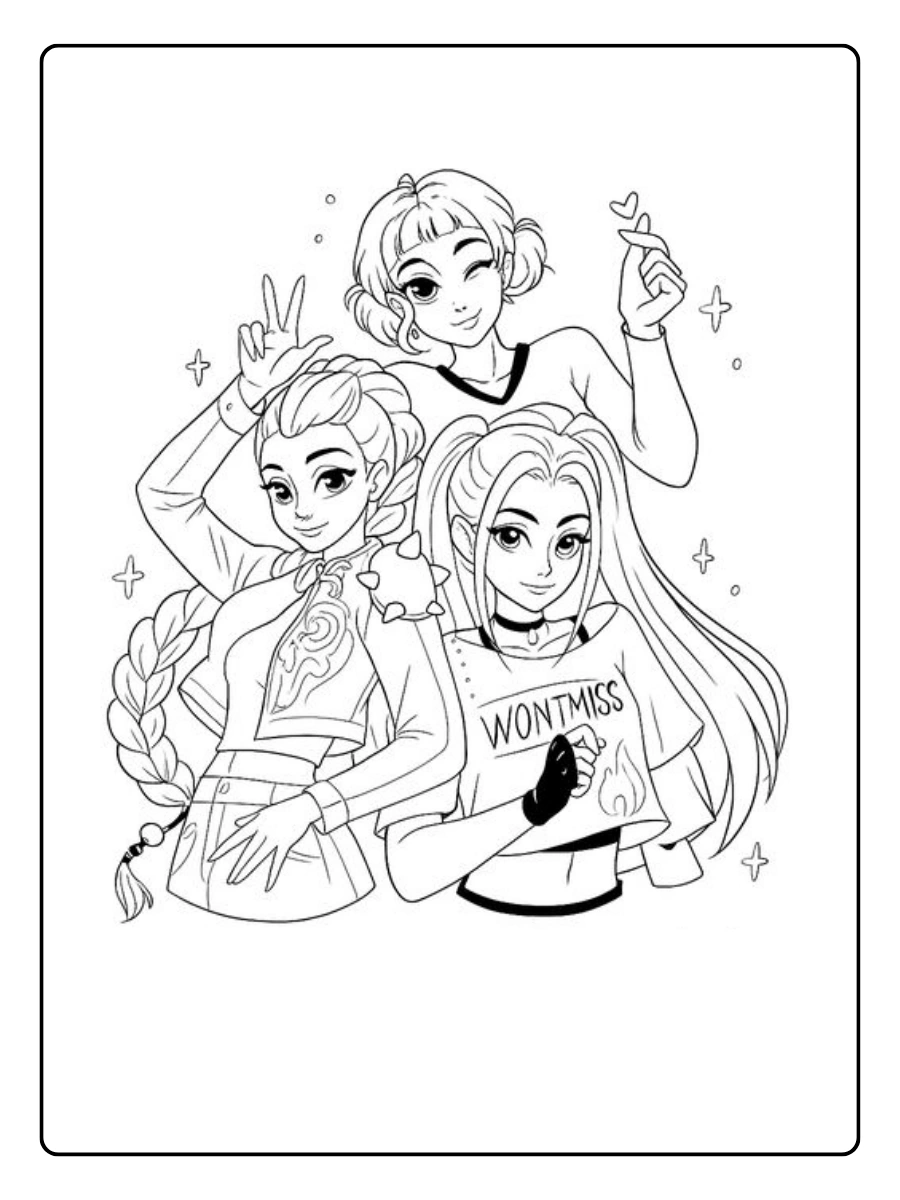 KPop Demon Hunters Valentinstag Ausmalbilder (2)