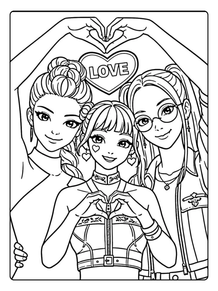 KPop Demon Hunters Valentinstag Ausmalbilder (3)