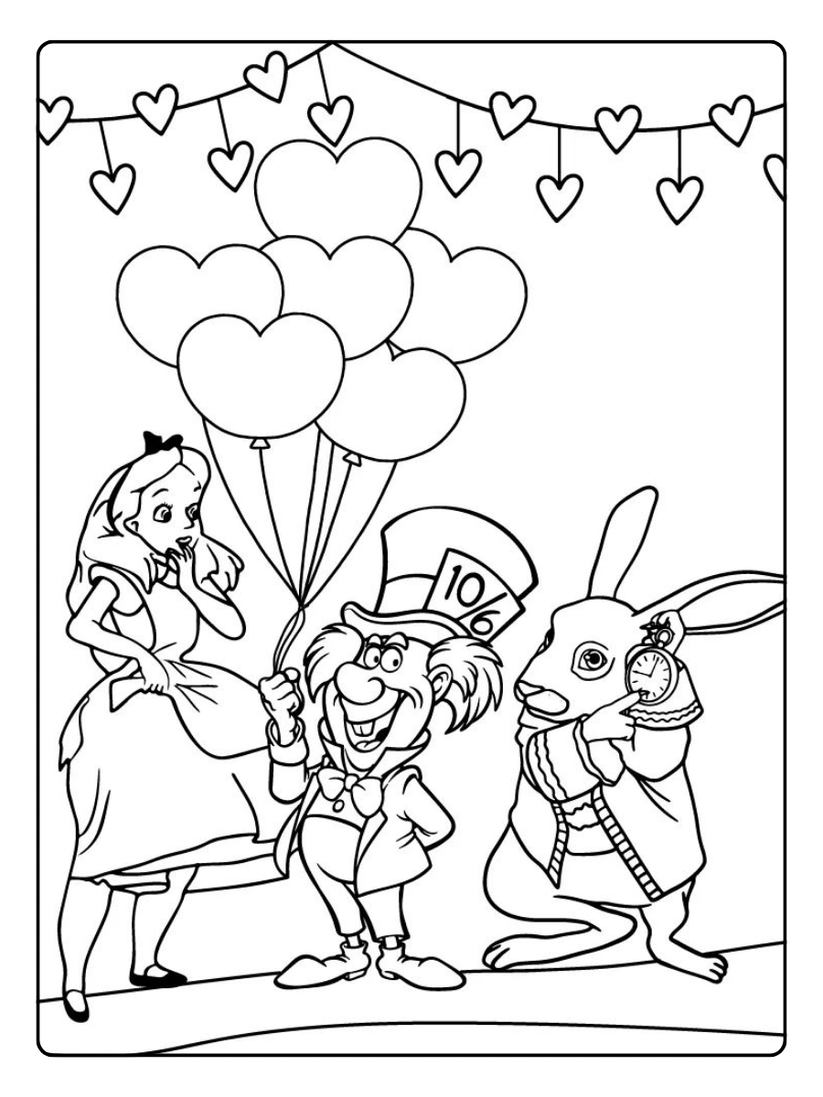 Prinzessinnen Valentinstag Ausmalbilder Teeparty zum Valentinstag.