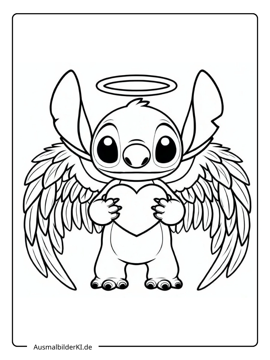 Stitch Valentinstag Ausmalbilder Stitch als Engel.