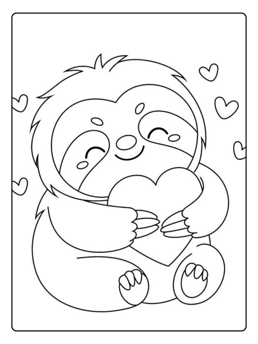 Ein schlafendes Faultier als Valentinstag Malvorlagen Tiere.