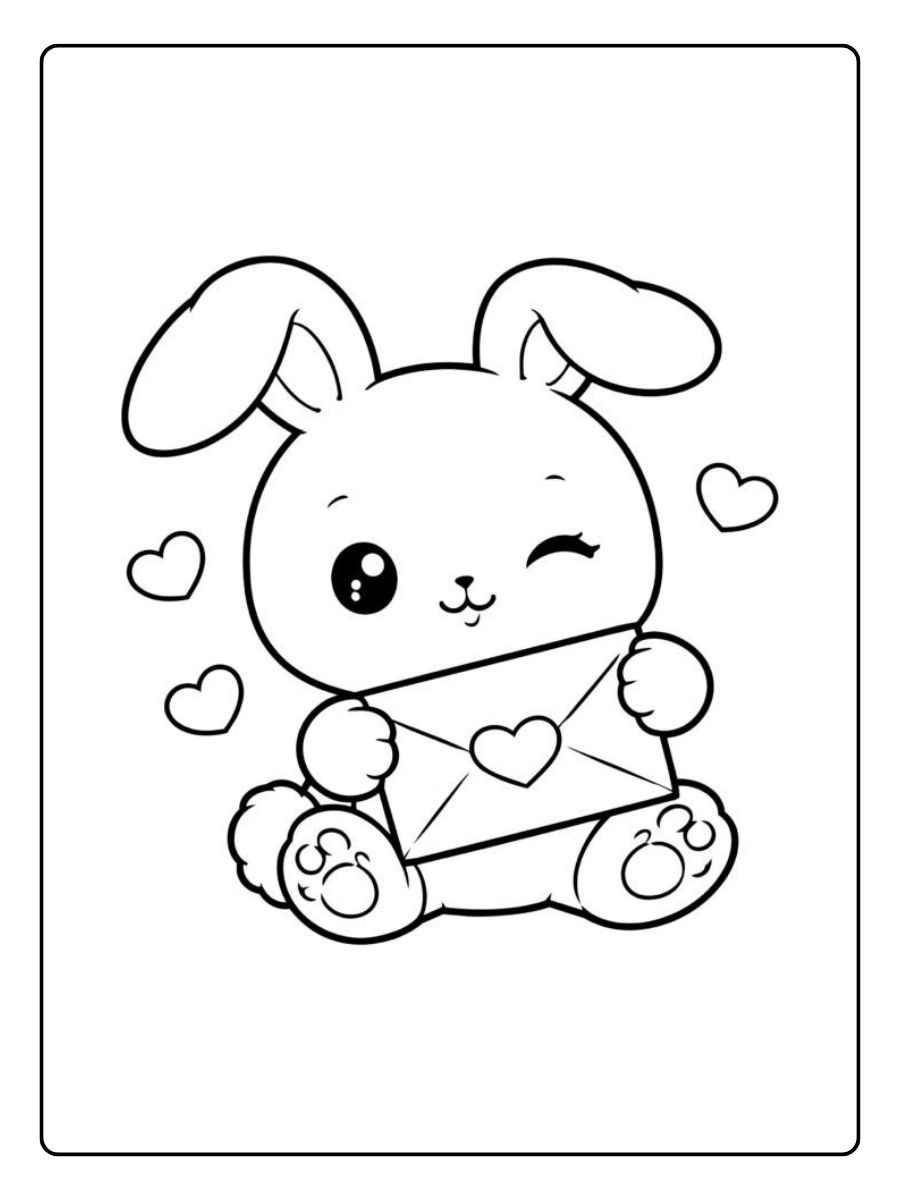 Ein Hase mit Liebesbrief als Valentinstag Malvorlagen Tiere.