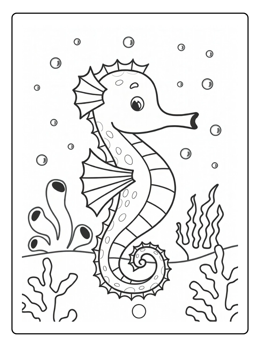 ausmalbild seepferdchen (2)