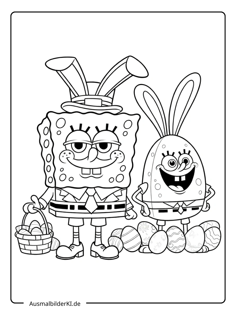 SpongeBob und Patrick mit Hasenohren Ausmalbilder Ostern Disney.