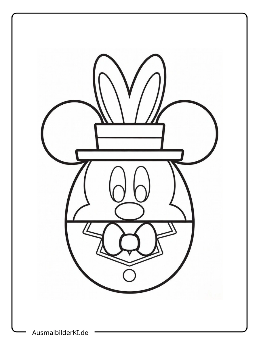 Ausmalbilder Ostern Disney: Mickey Maus als Osterhase mit Korb